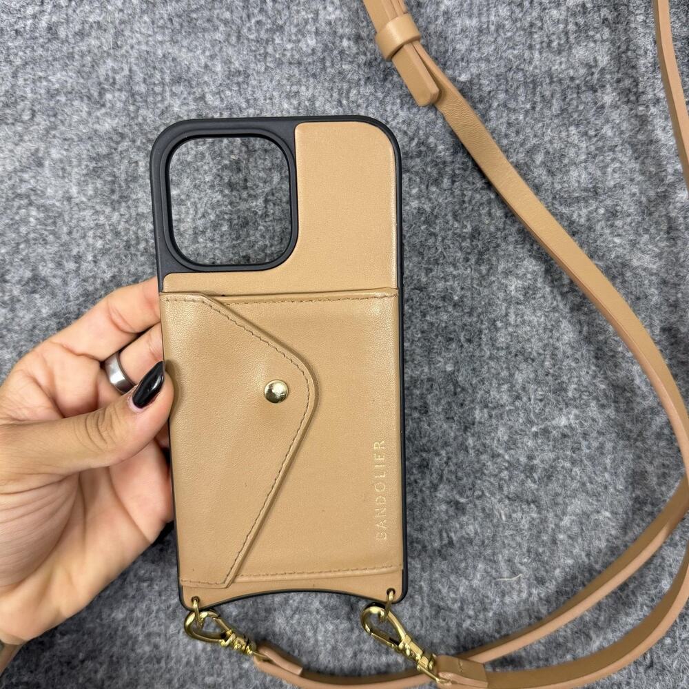 Bandolier Hailey Crossbody Case IPhone 14 Pro Max Beige Leather Card Pocket